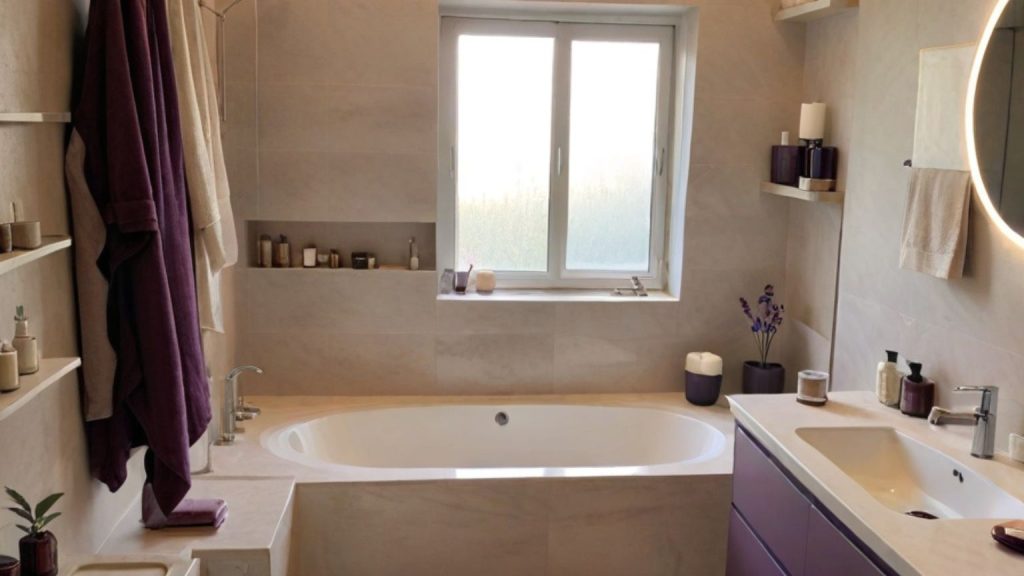 Baño moderno con paredes recién pintadas en tonos neutros, ejemplo de acabado profesional en una renovación de baños.