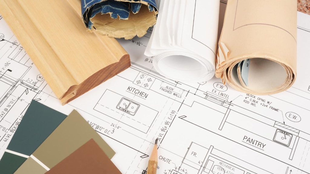 planificación de reformas integrales con planos, materiales y muestras de color