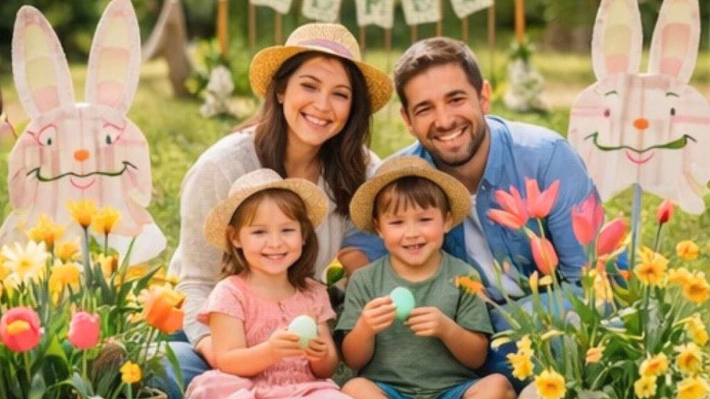Familia participando en experiencia de Pascua al aire libre como ejemplo de ecoturismo en España con niños.