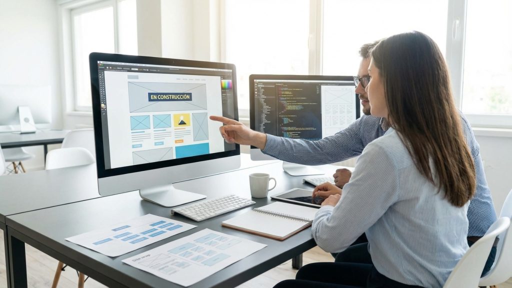 ¿Qué significa el mensaje 'se está realizando la web'?