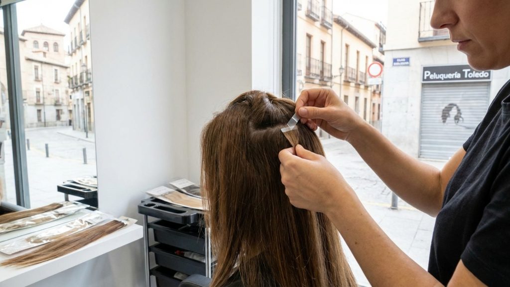 ¿Qué son las extensiones adhesivas para el cabello en Toledo?
