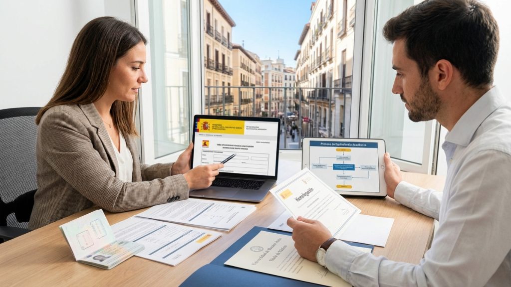What is the role of visa and academic equivalence consulting in Spain?