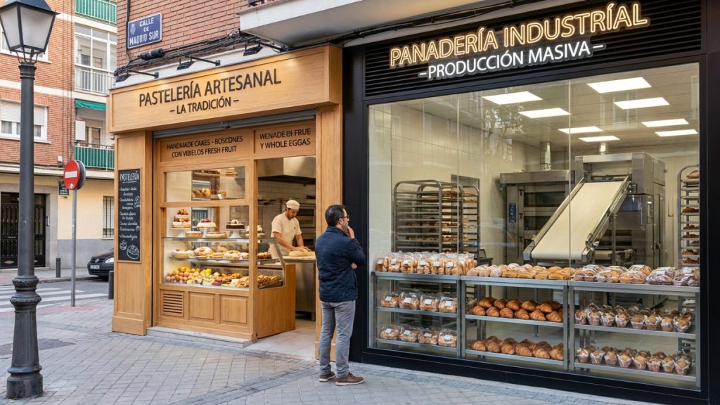 ¿Cuál es la diferencia entre una pastelería artesanal y una industrial en Madrid Sur?