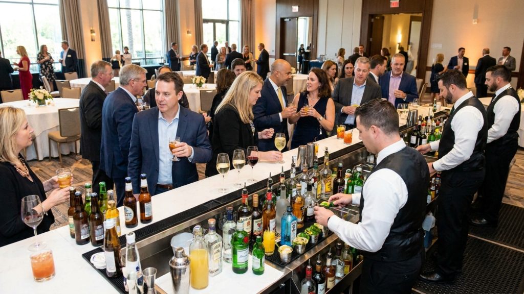 What is an open bar for events and how does it work?