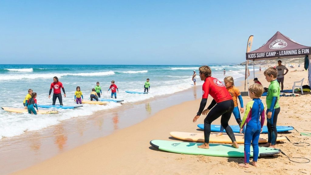 What are surf camps for kids and what do they offer?