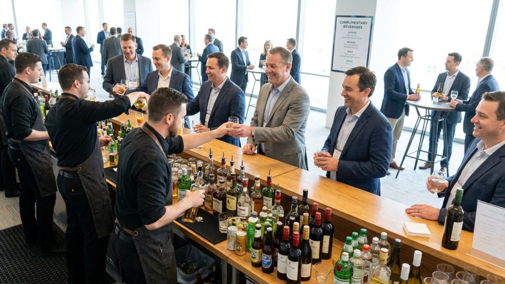 What is a free bar for events and how does it work?