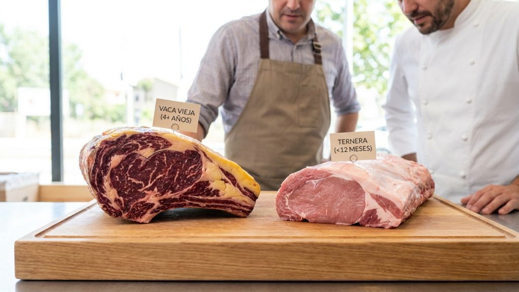 ¿Cuáles son las diferencias entre la carne de vaca vieja y la de ternera?