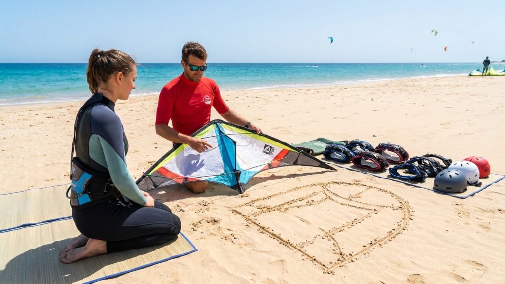 What are level 1 kitesurf lessons and what do they cover?