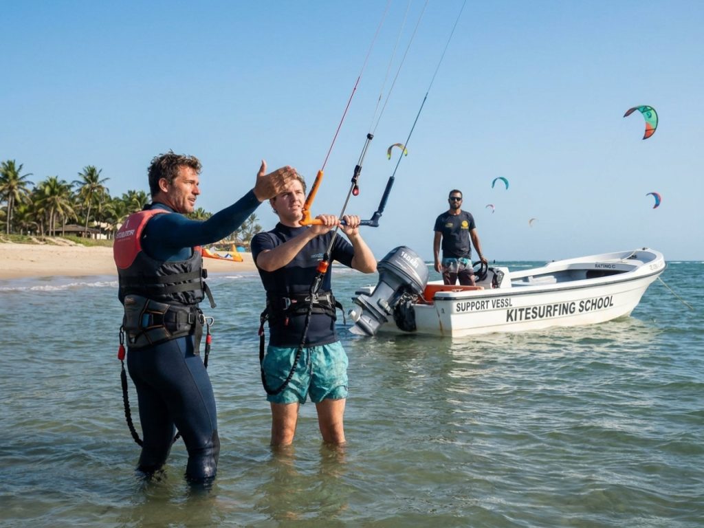 Master Kitesurfing: Expert Lessons with Boat Support